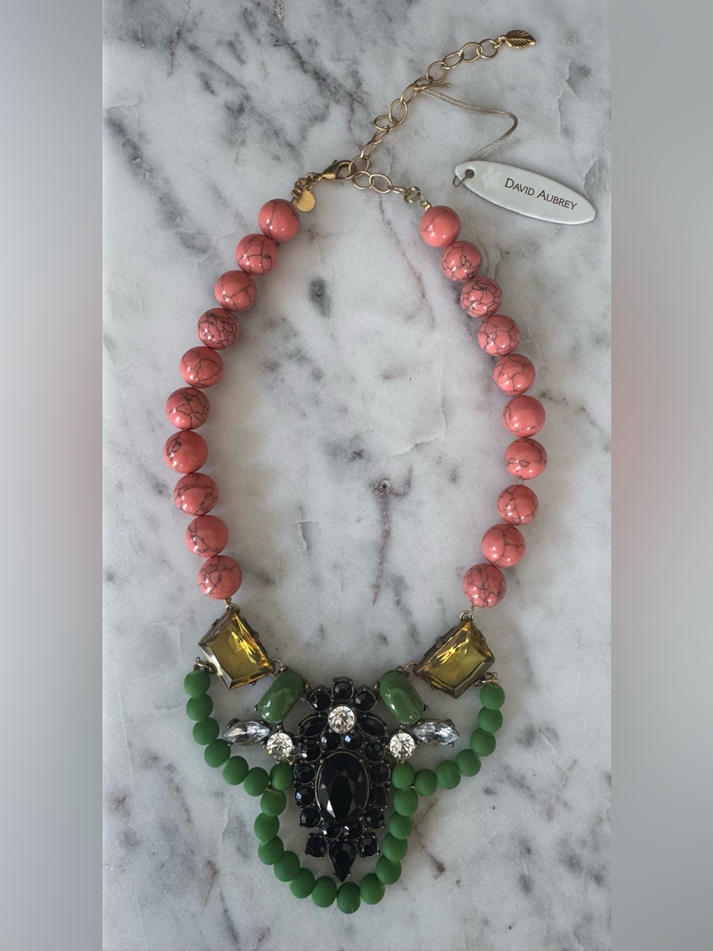 Pink & Green Beaded Statement Necklace